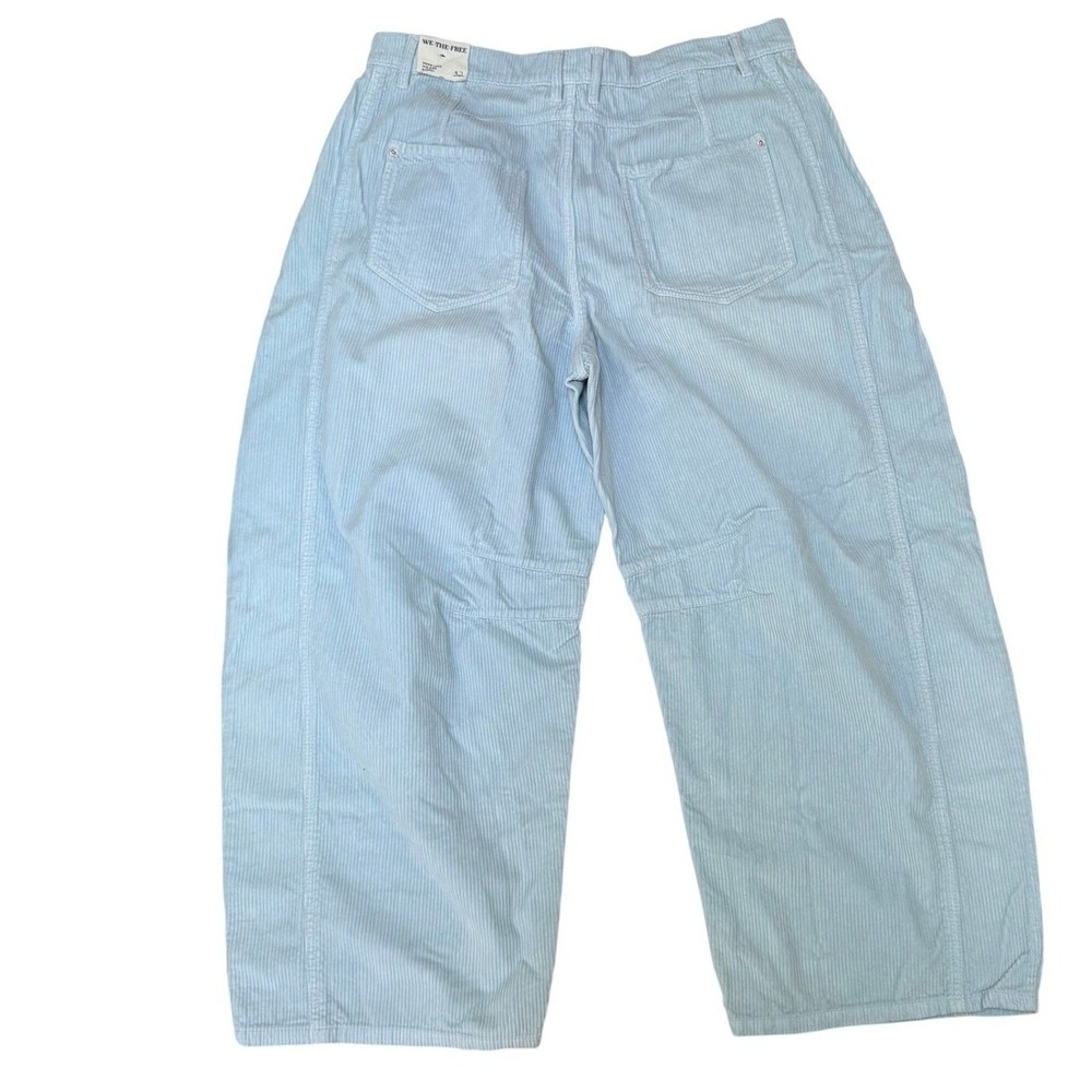 We The Free Good Luck Mid Rise Barrel Pants 32 Light Blue Corduroy Wide Leg NWOT - Picture 4 of 8